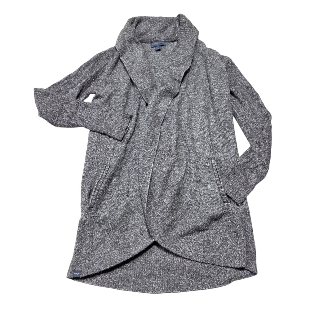 Barefoot Dreams CozyChic Lite Womens Medium Gray Circle Cardigan Sweater 452